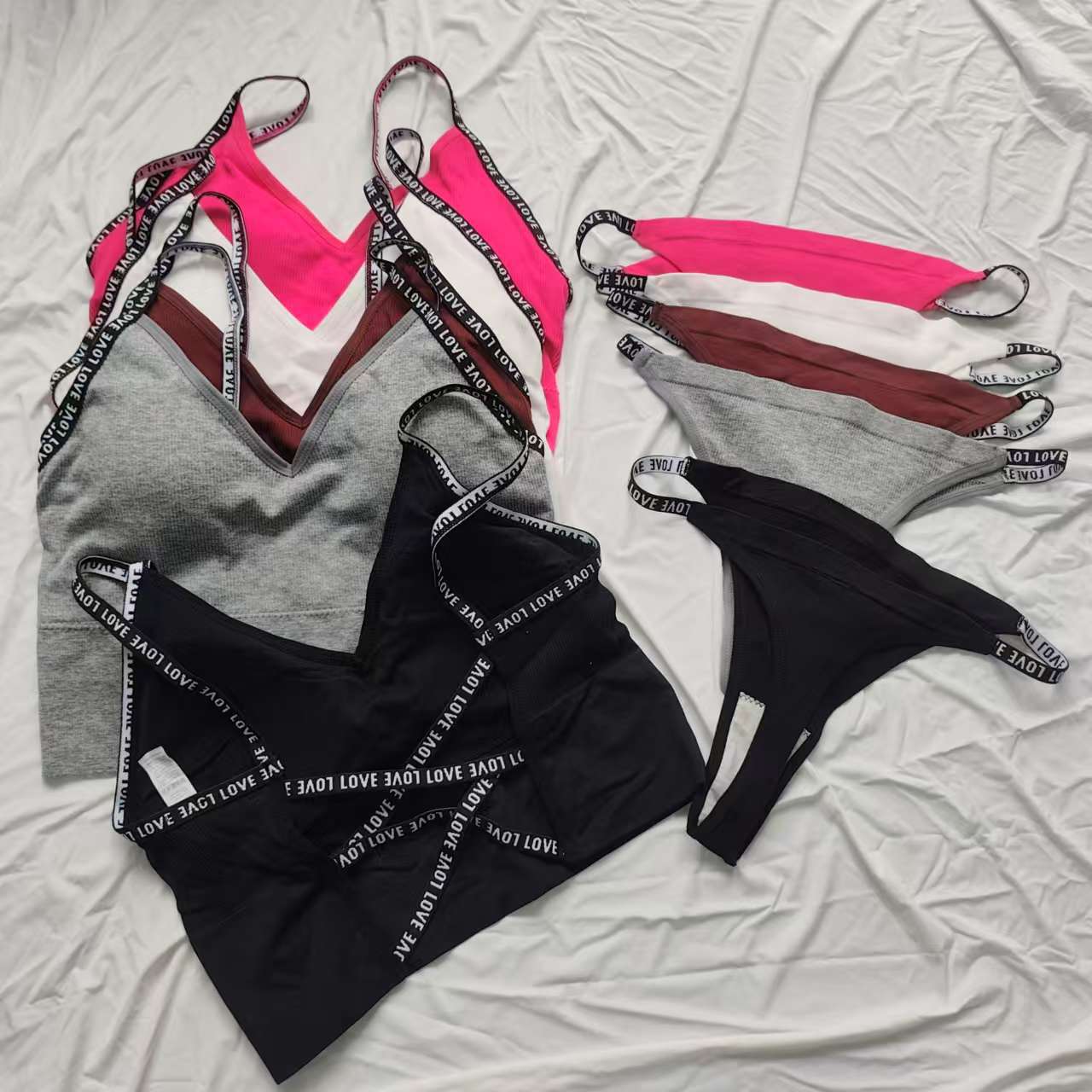 Womens Lingerie Set Scoop Neck Cross Back Sport Bra and Panty Underwear